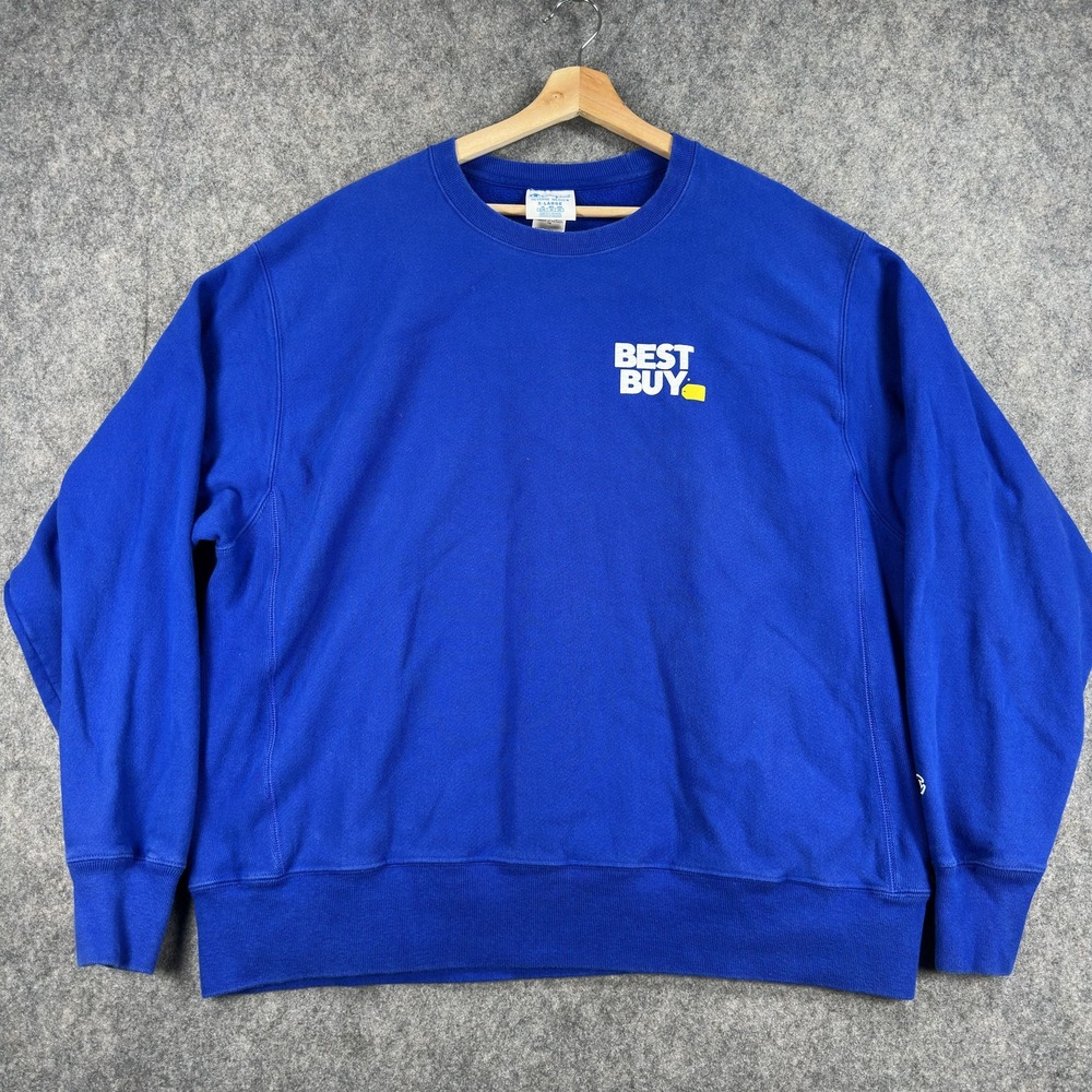 Champion Reverse Weave Sweatshirt Mens XL Blue Best Buy Graphic Crewneck Y2K